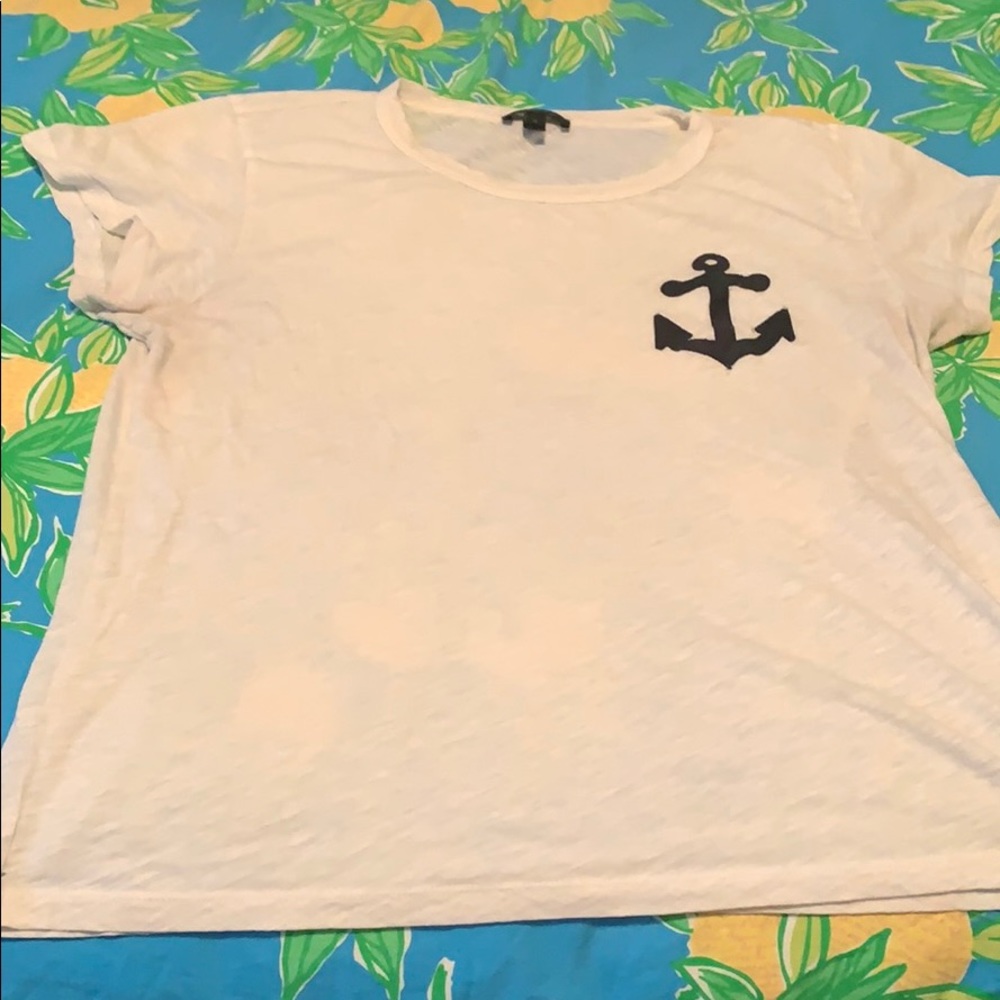 Jcrew black watch plaid anchor t